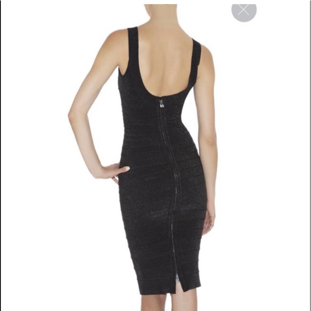 NWOT Herve Leger Black Textured body-con dress - Picture 2 of 9